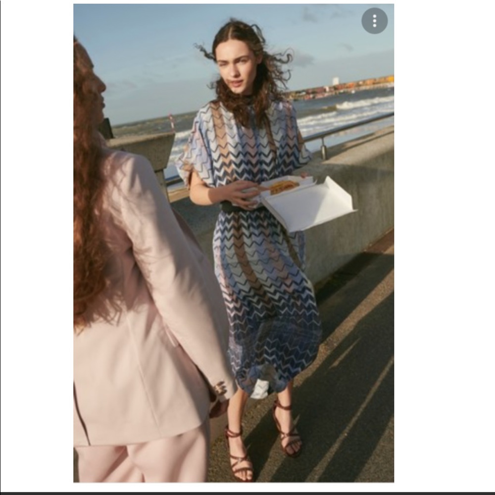 NWT TED BAKER Samii Geo Printed Rib Detail Midi Dress - Picture 3 of 16